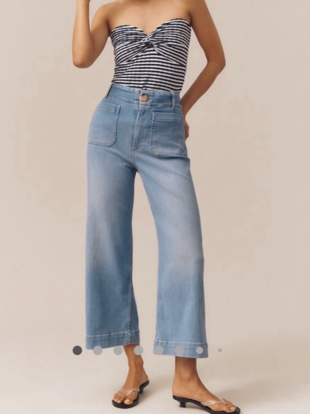 NWT Anthropologie Maeve Colette Wide Leg Cropped Jeans. Size 29 in Korat Wash